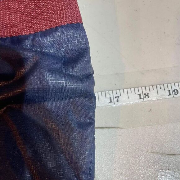 VTG Yves St Laurent Women's Nylon Zip Contrast Burgundy Handle Tote Bag Blue - Picture 6 of 10